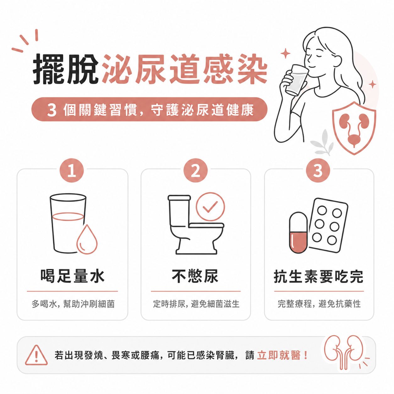 常常跑廁所又刺痛？喝足量水與不憋尿的兩個好習慣，幫你徹底擺脫泌尿道感染