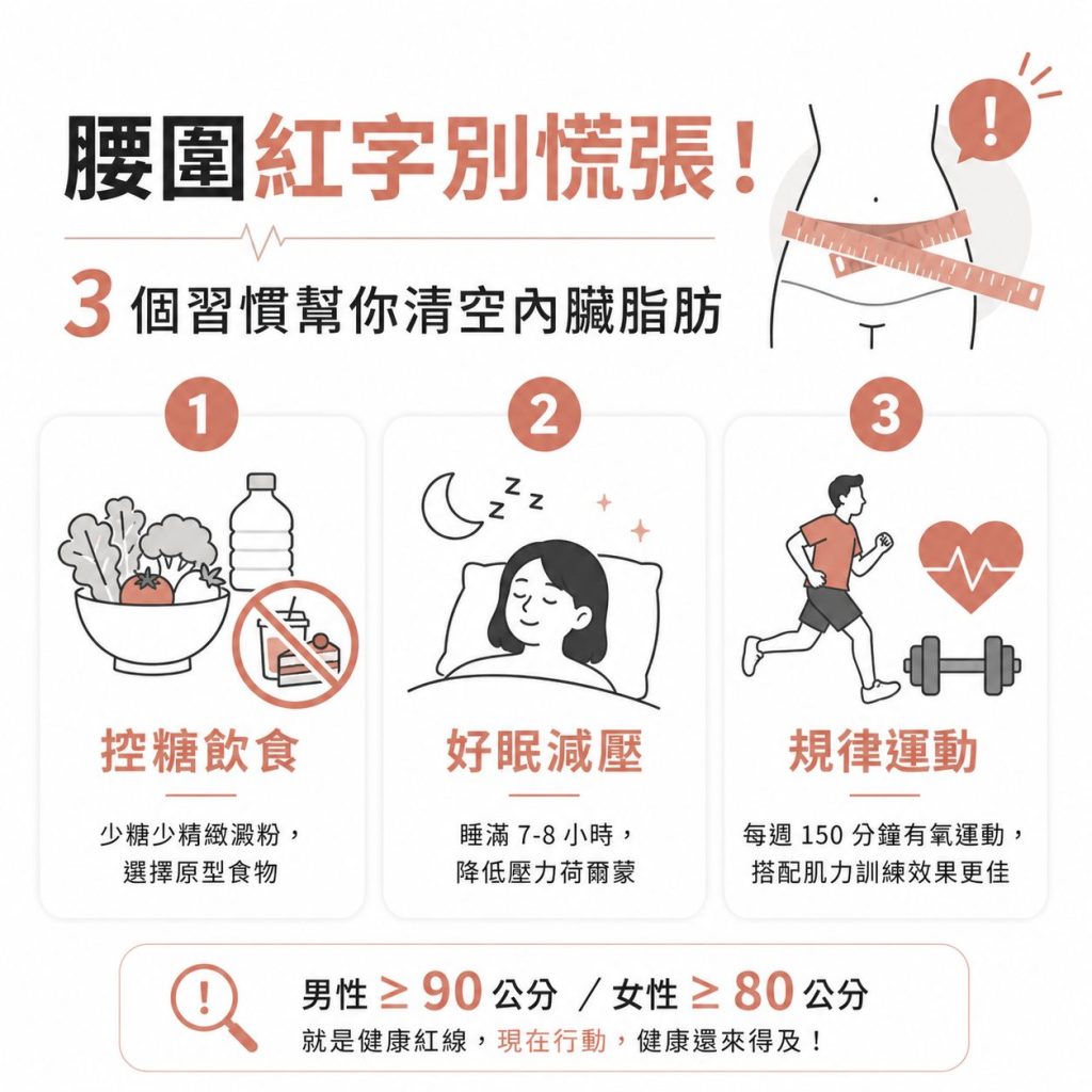 健檢報告腰圍紅字別慌張！男性超過 90 公分、女性超過 80 公分這樣做，3 個習慣幫你清空內臟脂肪