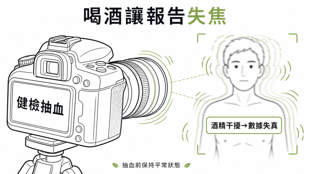 抽血前喝酒會讓健檢報告像失焦照片，照不出肝臟真實狀況
