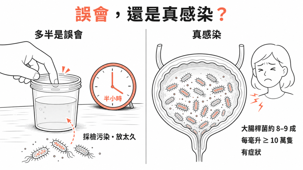 尿中細菌是採檢誤會還是真感染的對比