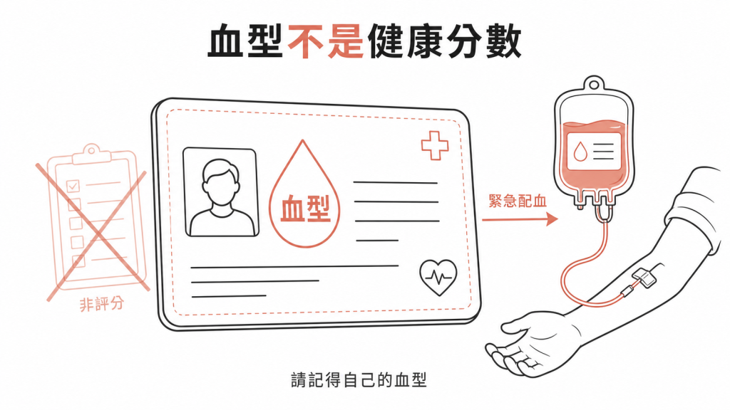 血型不是健康成績單，主要用於輸血與緊急配血的示意圖