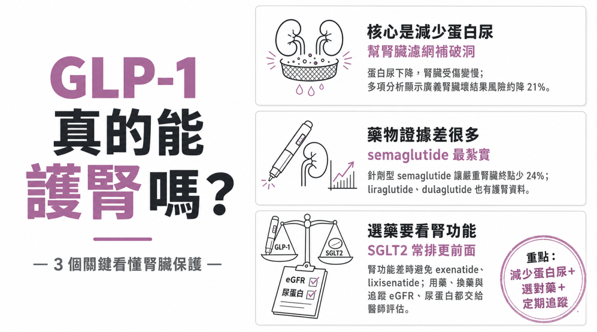 GLP-1 受體促效劑護腎效果：哪幾種減少蛋白尿與腎衰竭- 博田國際健康管理中心