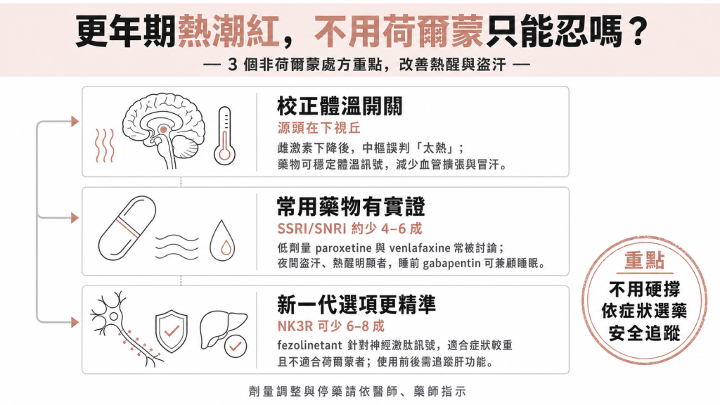 更年期熱潮紅不想吃荷爾蒙？這幾類處方藥也能有效降下來