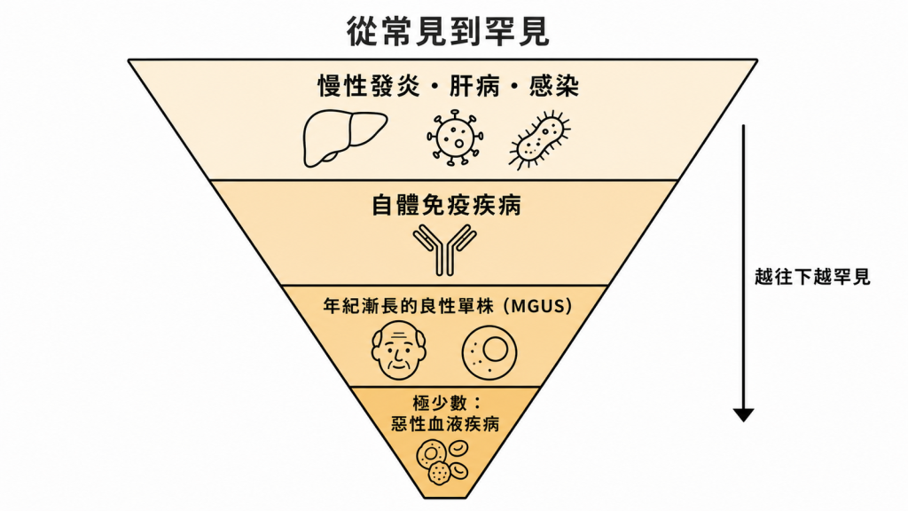 球蛋白偏高原因從常見到罕見的分層漏斗