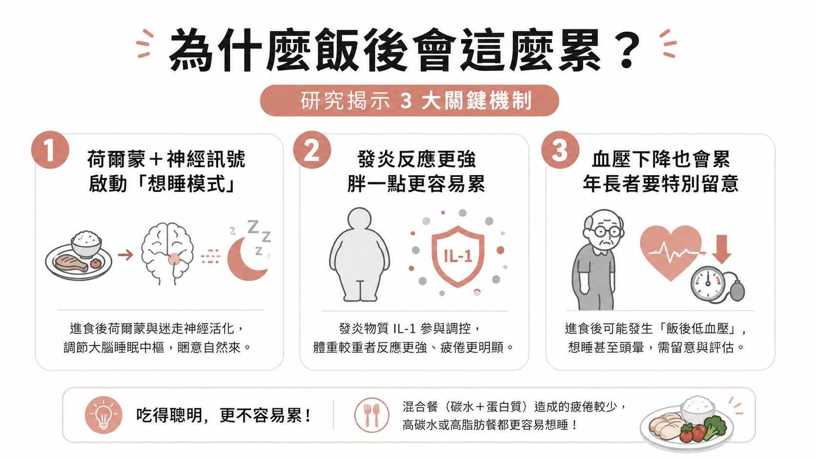 飯後就想睡、累到動不了?真相不是血液跑去胃,真正元兇是這幾個身體機制