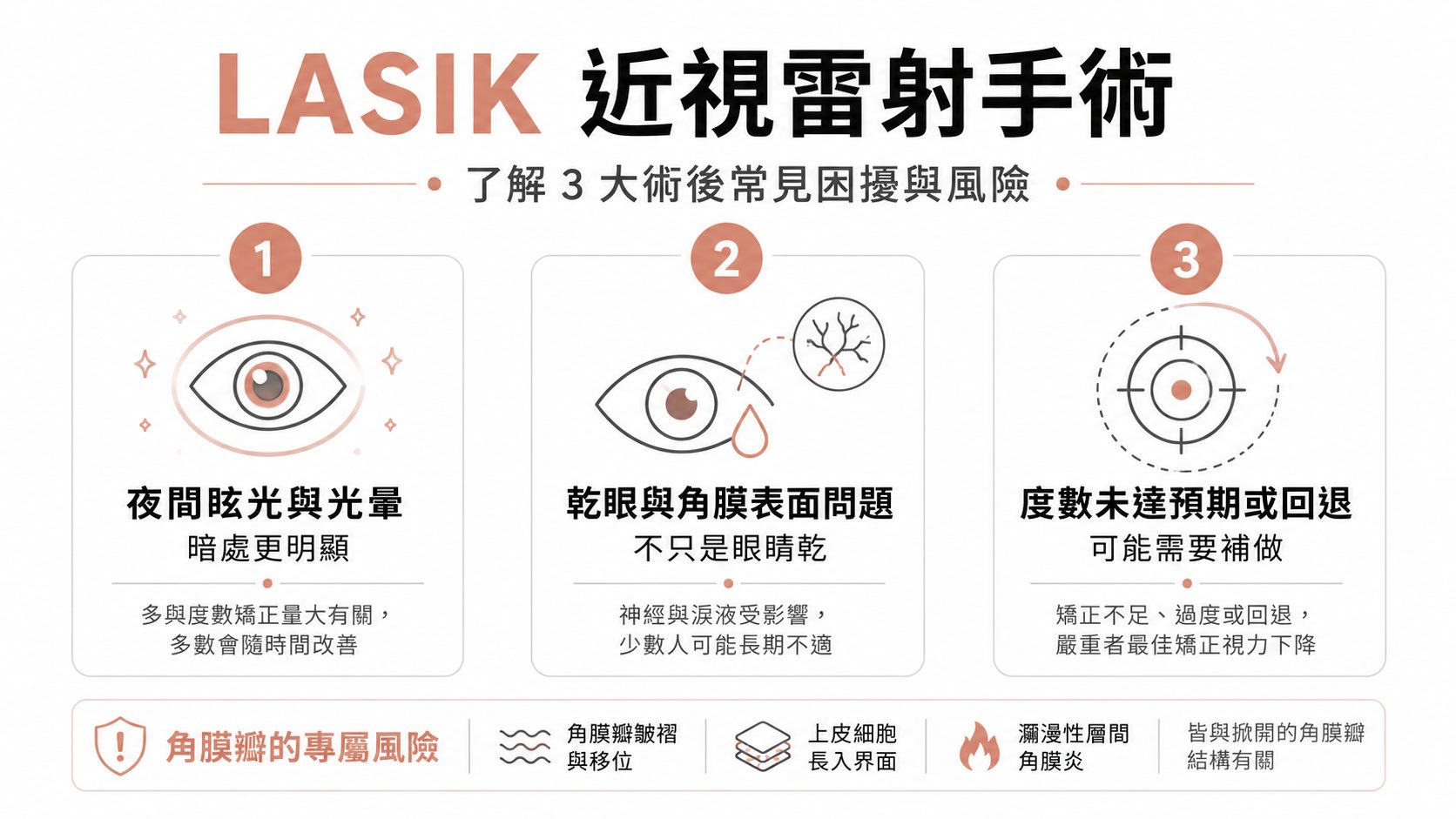 做完近視雷射後眩光、乾眼、視力浮動正常嗎?LASIK 併發症與風險全解析,看完再決定要不要做