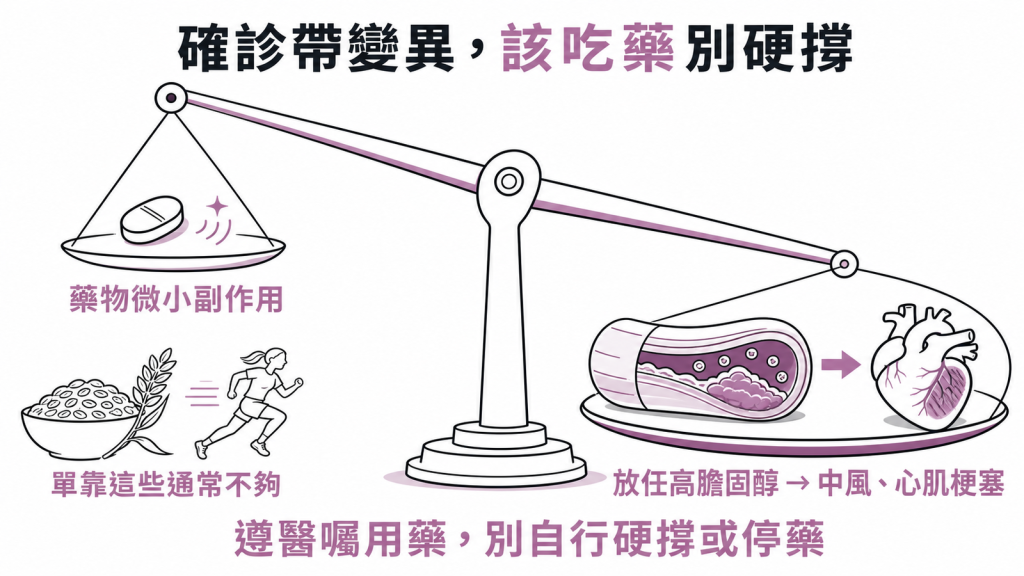 確診帶變異單靠燕麥慢跑通常不夠應遵醫囑用降血脂藥放任高膽固醇的中風心梗風險遠大於藥物副作用