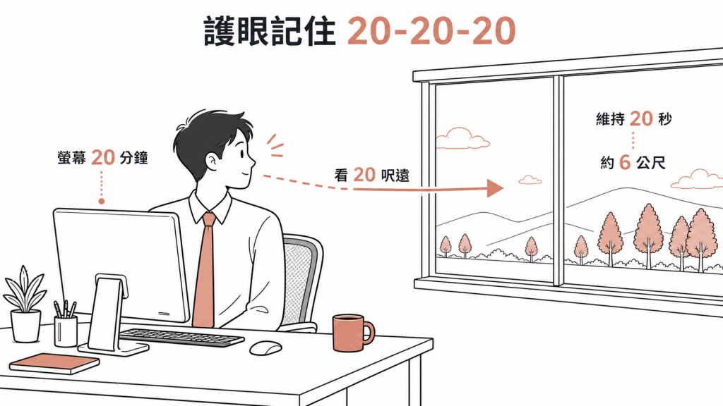 每看螢幕20分鐘就看20呎遠20秒