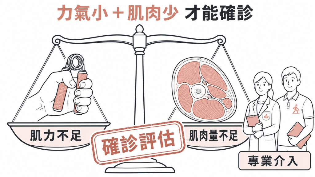 肌力不足加上肌肉量不足才能確診肌少症
