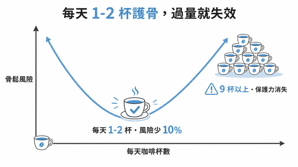 咖啡與骨鬆呈U型關係每天1至2杯風險少10百分比每天9杯以上保護力消失