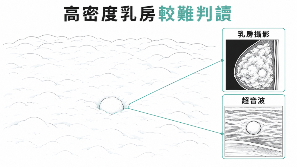 高密度乳房可能遮蔽攝影異常