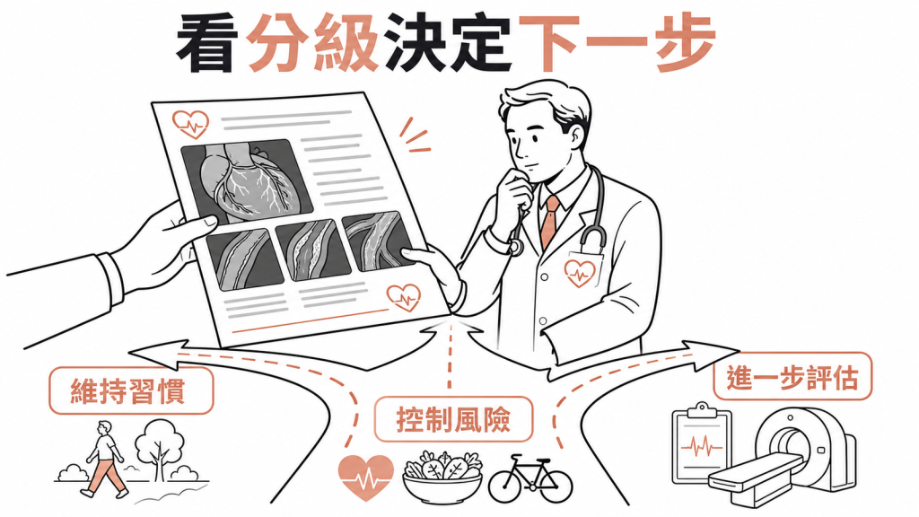 CAD-RADS 報告需要由醫師評估後續行動