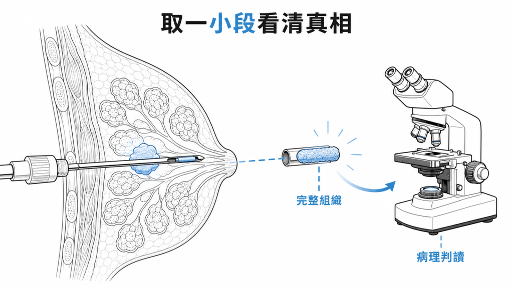 乳房粗針切片取得完整組織