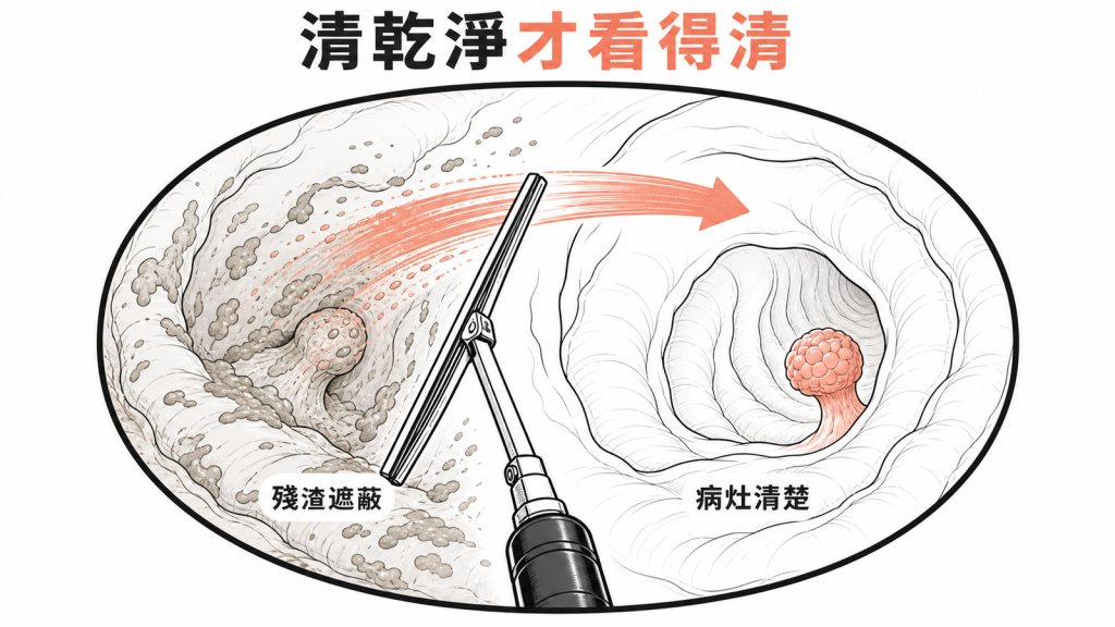 清腸乾淨後病灶清楚可見