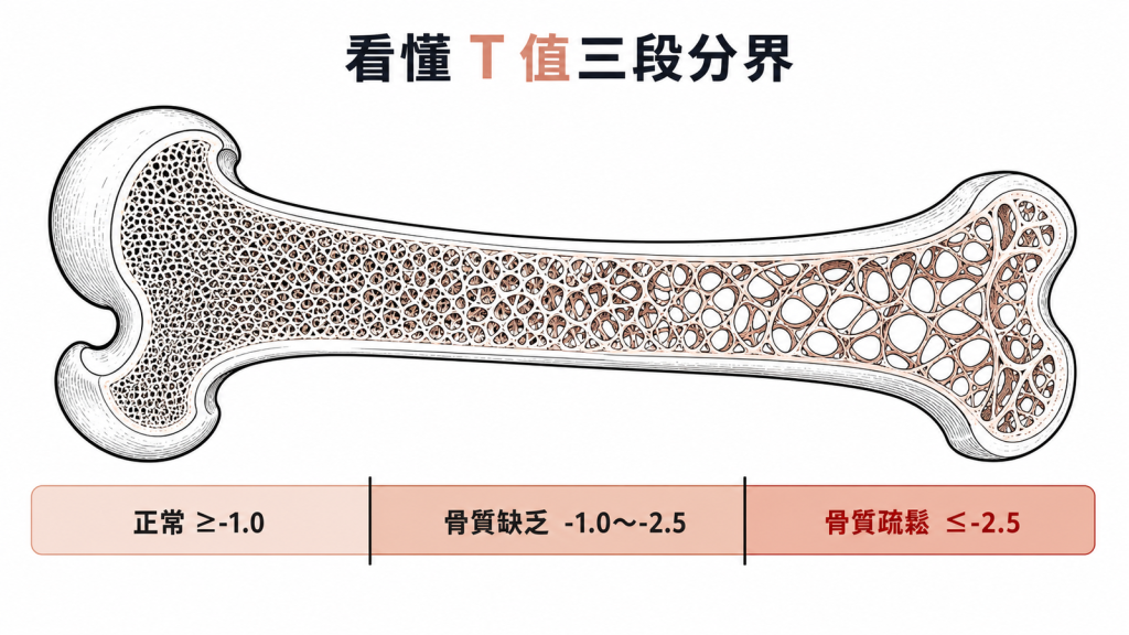 骨密度T值正常骨質缺乏與骨質疏鬆分界