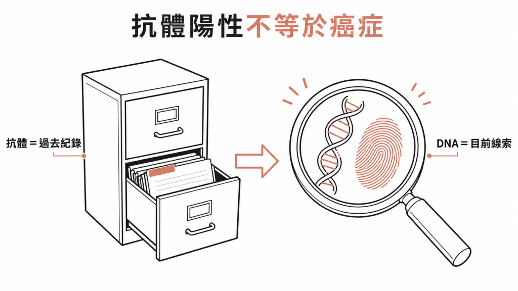 EB病毒抗體代表過去紀錄而DNA反映目前線索