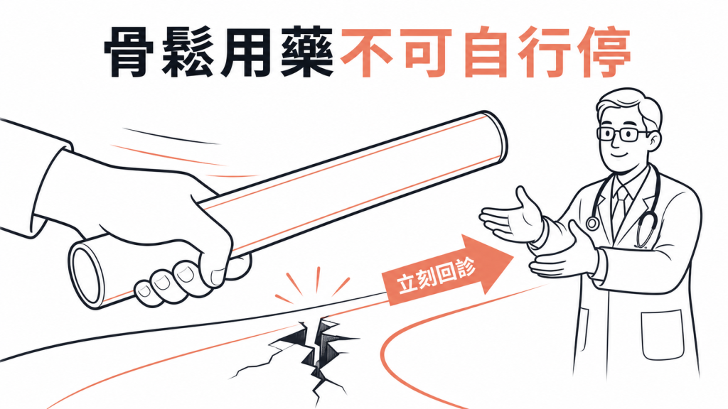 骨鬆藥不可自行停用示意