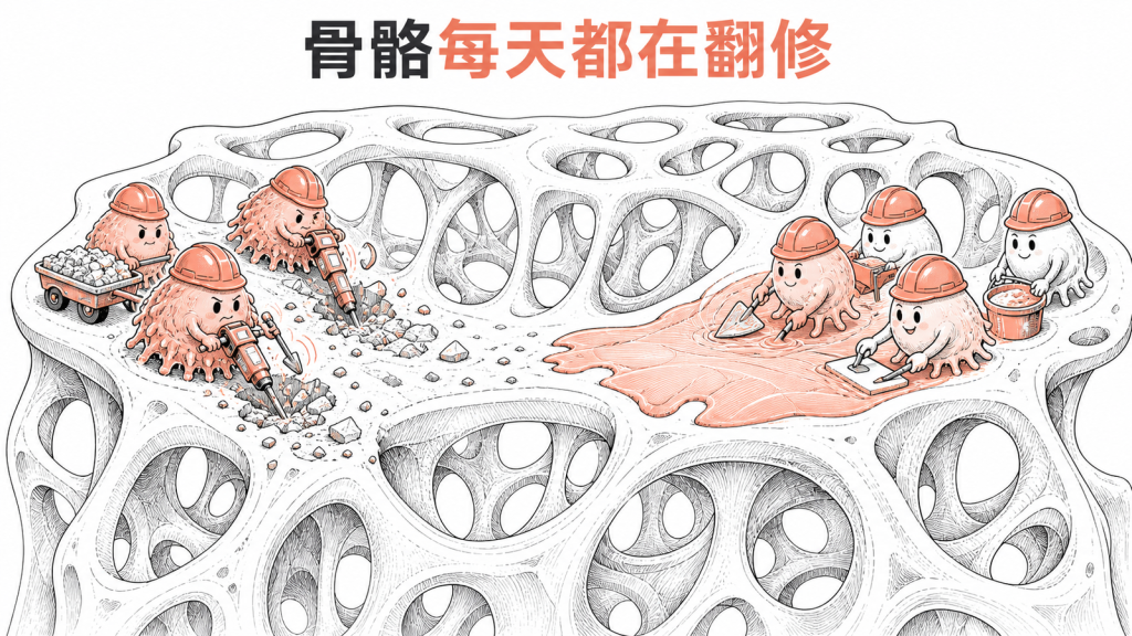 骨骼翻修細胞示意