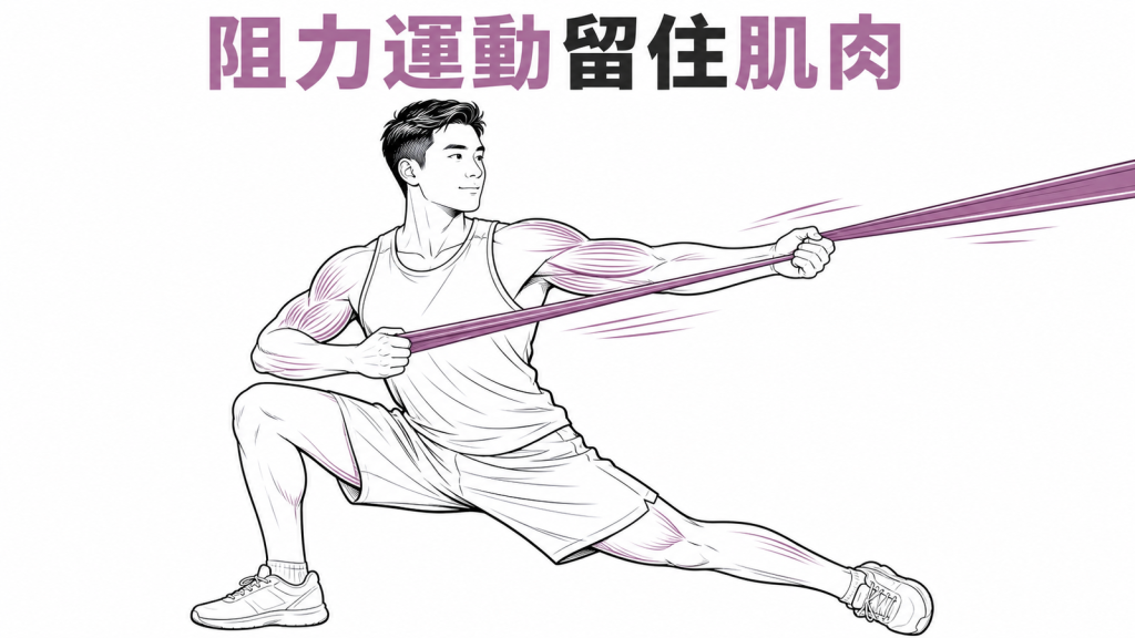 阻力運動有助減重期間維持肌肉示意圖