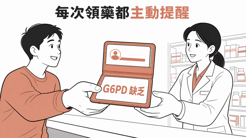 蠶豆症患者就醫時應主動出示 G6PD 提醒卡