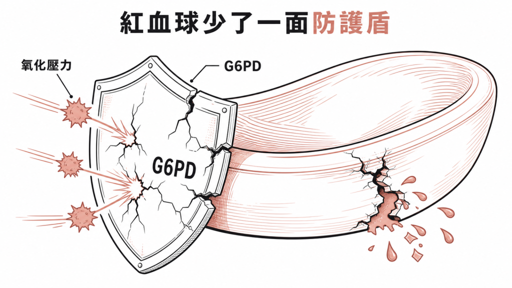 G6PD 缺乏使紅血球較難抵抗氧化傷害