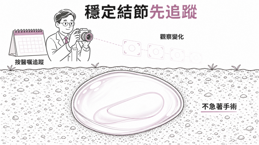 穩定毛玻璃結節依醫囑追蹤,不急著手術