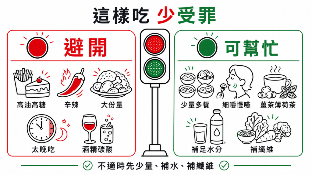 GLP-1飲食紅綠燈：避開高油高糖辛辣大份量太晚吃酒精，多用少量多餐細嚼慢嚥薑茶補水補纖維