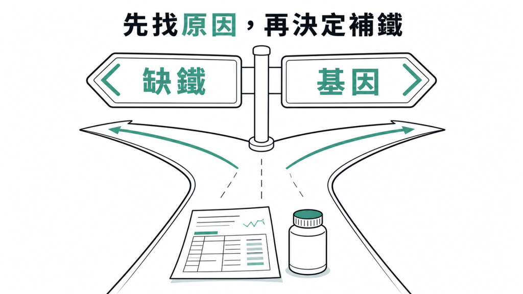貧血應先釐清缺鐵或基因原因,再決定是否補鐵