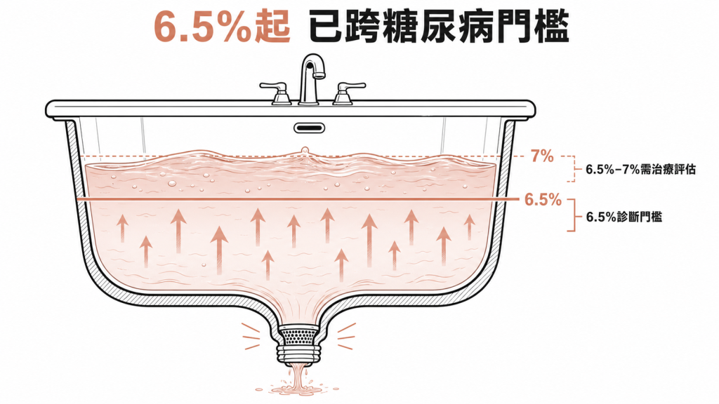 糖化血色素6.5%起已達糖尿病診斷門檻