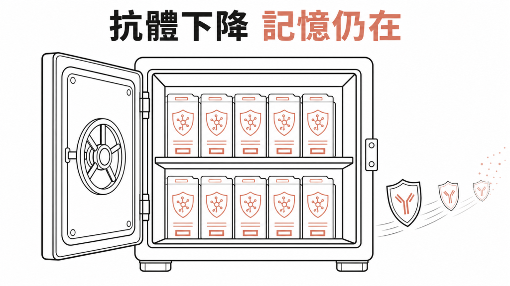 B肝表面抗體下降但免疫記憶仍在