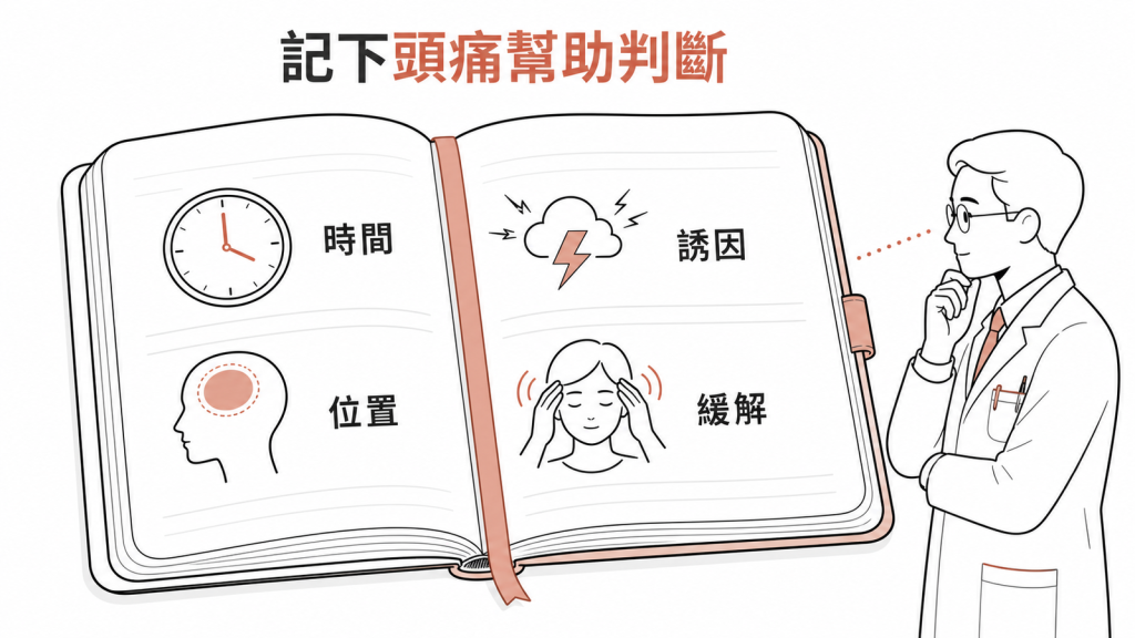 頭痛日記能協助醫師判斷型態與誘因