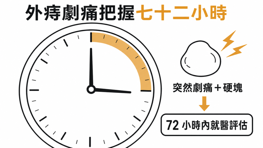 血栓性外痔劇痛七十二小時內就醫評估