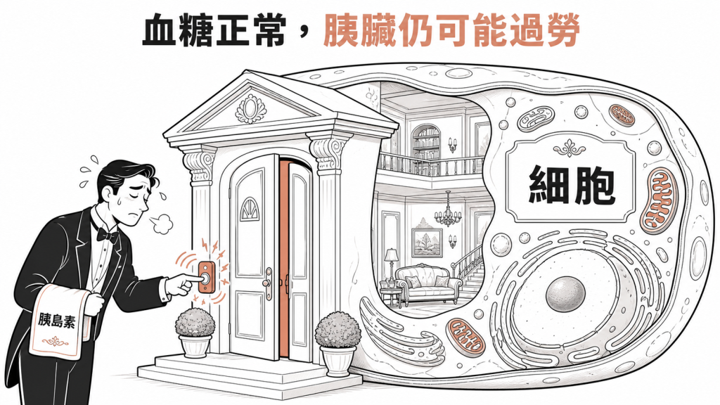 胰島素阻抗如同失靈門鈴，胰臟必須更用力工作