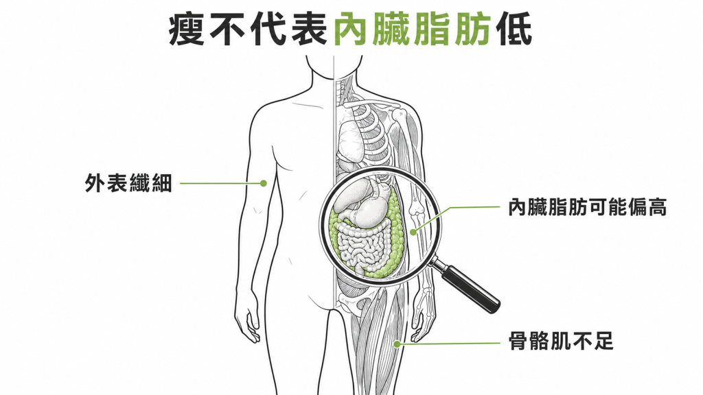 外表纖細仍可能內臟脂肪高與骨骼肌不足