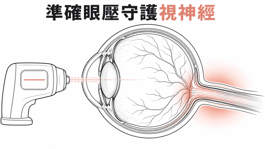 準確眼壓守護視神經示意