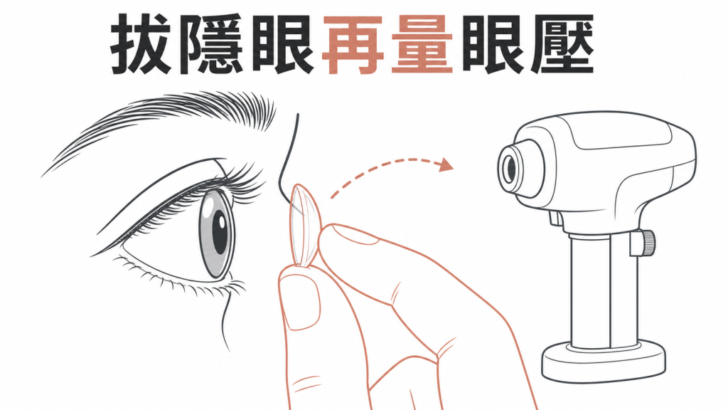 隱形眼鏡與眼壓測量示意