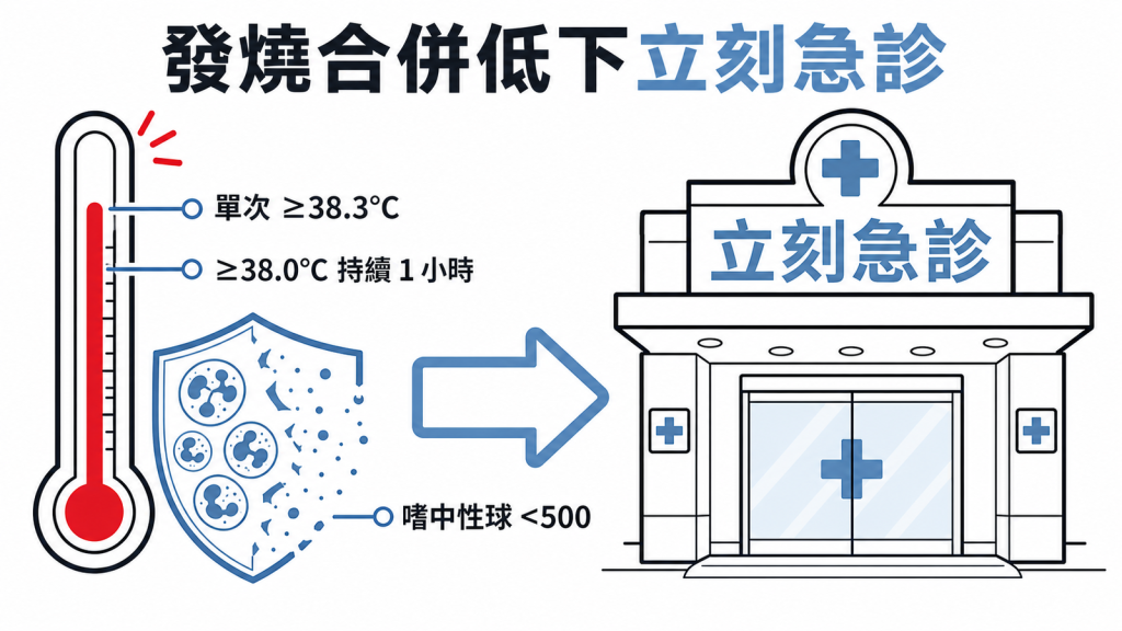 嗜中性球低下合併發燒應立刻急診