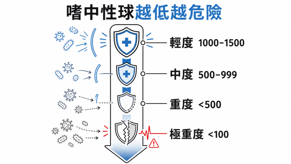 嗜中性白血球低下程度與感染風險
