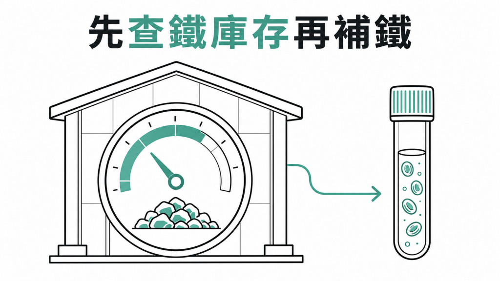 鐵蛋白庫存協助分辨缺鐵示意