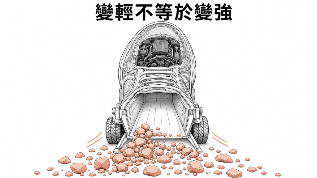 減重降低跑步負擔但不等於提升心肺能力的線稿圖