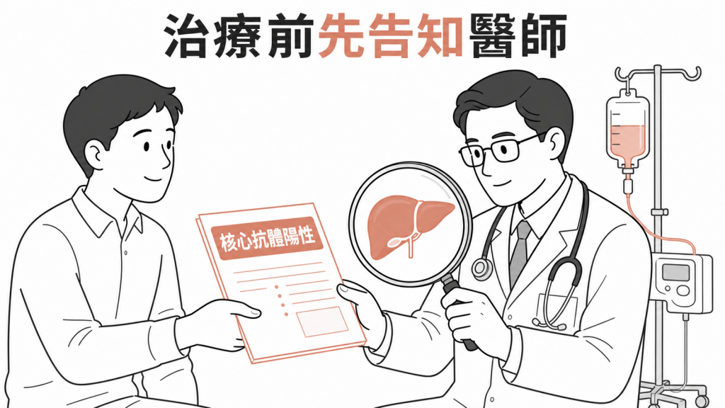 B肝核心抗體陽性者接受免疫抑制治療前主動告知醫師