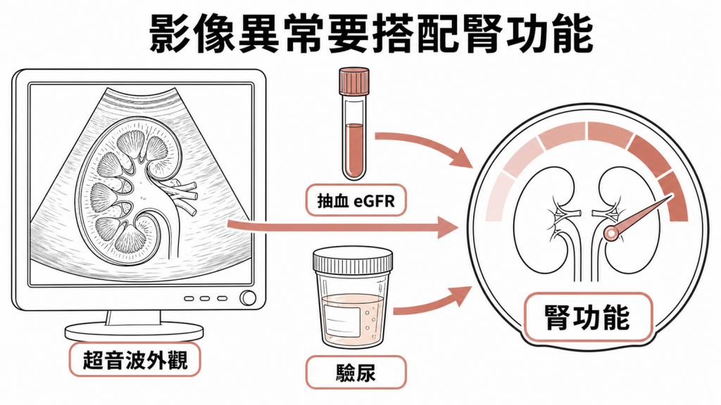 超音波搭配 eGFR 與驗尿評估腎功能