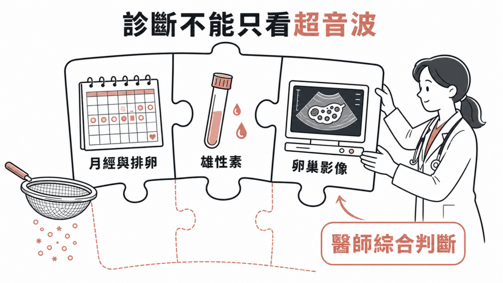 PCOS 診斷需綜合月經雄性素與卵巢影像