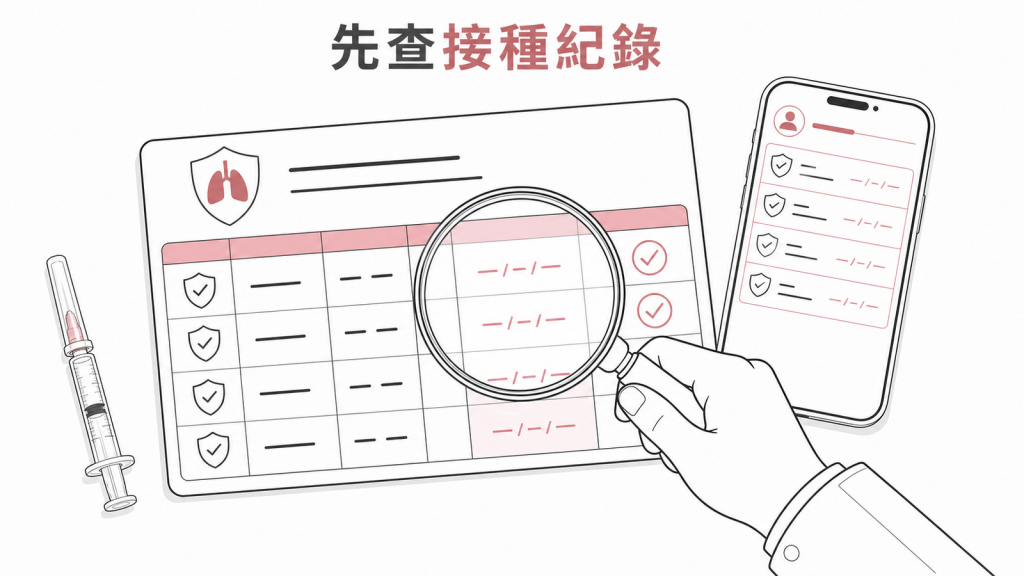 接種肺炎鏈球菌疫苗前先查詢並讓醫師核對接種紀錄
