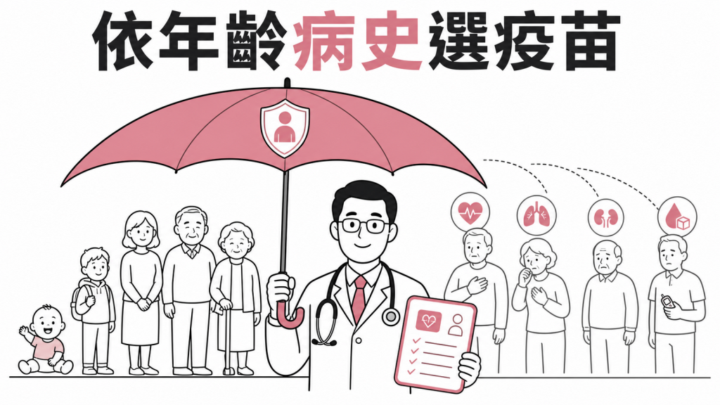 肺炎鏈球菌疫苗依年齡慢性病與免疫狀態個別選擇