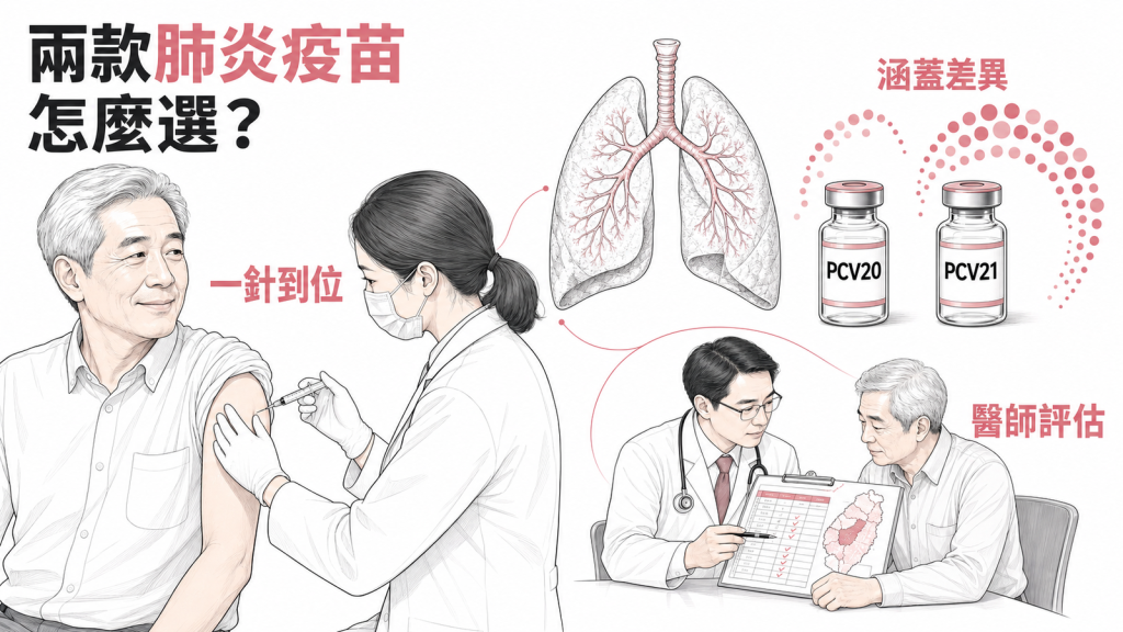 肺炎鏈球菌疫苗 PCV20 與 PCV21 比較：50 歲以上一針到位、涵蓋差異與醫師評估