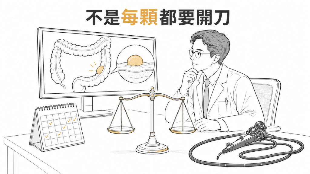 醫師依黏膜下腫瘤特徵決定追蹤或治療而非一律開刀