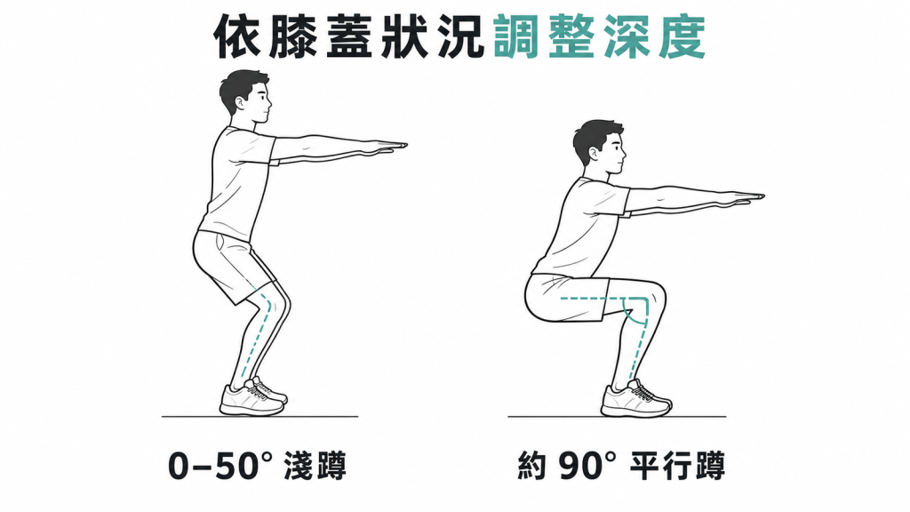 膝痛者先從淺蹲開始