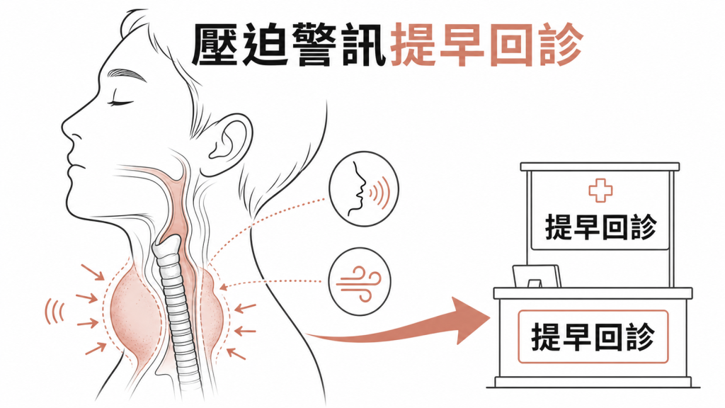 出現頸部壓迫警訊應提早回診