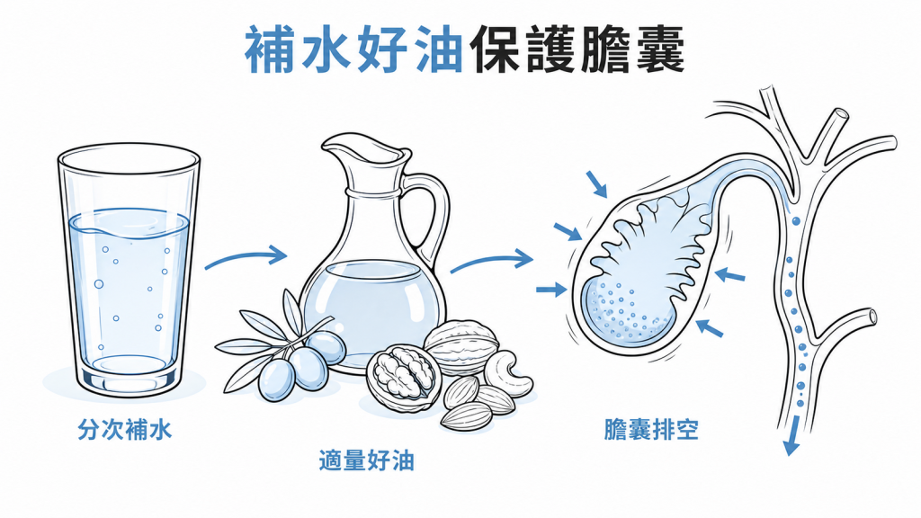 補水與適量好油幫助膽汁流動